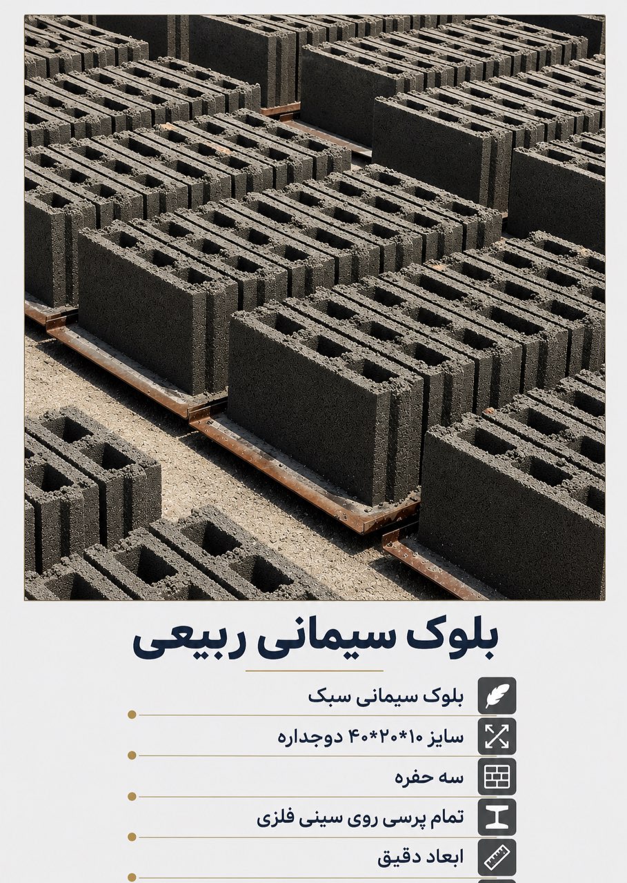 بلوک سیمانی سبک ۱۰×۲۰×۴۰